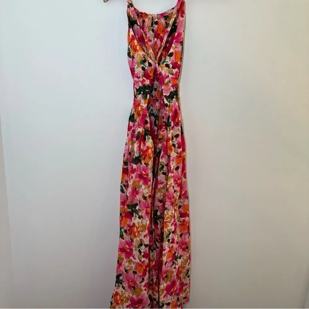 J CREW Halter-neck cross-back dress in floral cotton voile Small